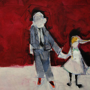 Gpa and Me, melted crayon on paper, 24" X 18", 2016 (sold)