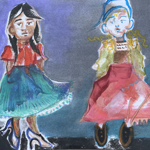 Pentecostal AAs The Same Height, melted crayon on paper, 18" X 12", 2025 (private collection)