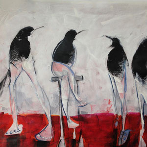 My New Band, melted crayon on paper, 24" X 18", 2016 (sold)