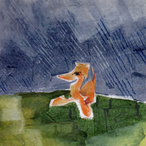 Lucylein II, melted crayon on paper, 18" X 12", 2017