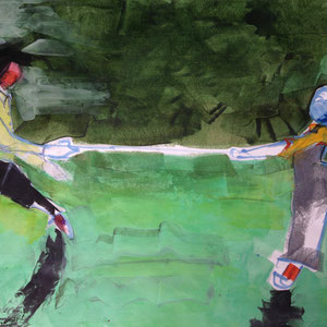 Umbilical, melted crayon on paper, 24" X 18", 2016