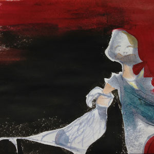 Choke the Turkey, melted crayon on paper, 18" X 12", 2017