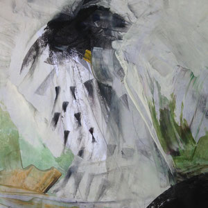 Oskar's Mama Completed Owl II, melted crayon on paper, 8" X 10", 2016