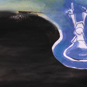 Amen, melted crayon on paper, 18" X 12", 2017