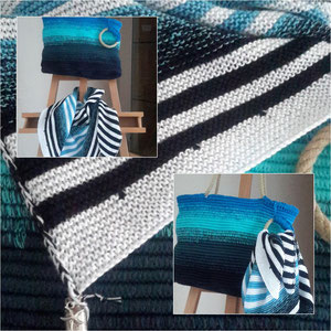 Tuch aus "Meeresrauschen", Tasche aus Wunschwicklung / gestrickt und gehäkelt und fotografiert von Silke Schröter