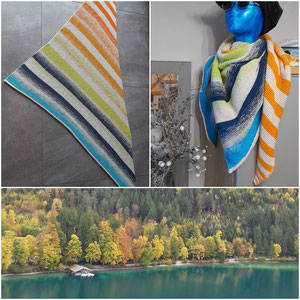 Leuchtturm-Tuch "Alpsee" / Farbzusammenstellung und Namensgebung sowie Tuch gestrickt und fotografiert von Silke Schröter