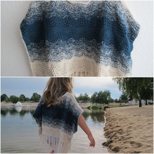 Kinderponcho "Wassernixe" von Lisbeth Wick bei ravelry / Farbverlauf 2x750m 4-fädig muschel-petrol /Link: https://www.ravelry.com/patterns/library/wassernixe