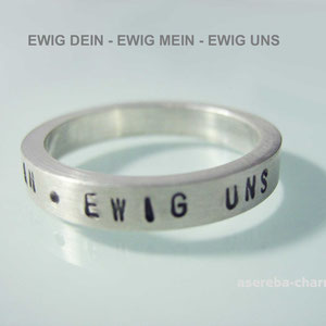Ring c): schmaler Sterlingsilber-Ring (925) mit Zitat