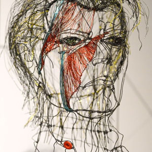 ARC EN LUNE Fabienne Quenard - Portrait fil de fer David Bowie 3D "Heroes" 50x50cm