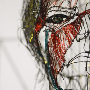 ARC EN LUNE Fabienne Quenard - Portrait fil de fer David Bowie 3D "Heroes" 50x50cm