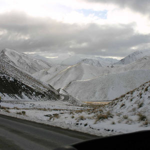 Schnee am Lindis Pass