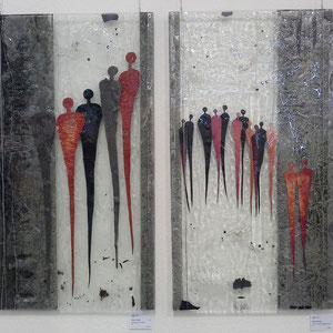 Begegnungen im Raum_2006, Floatglas, Fusing-Technik, je 90x50 cm