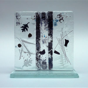 Stele, Floatglas, Fusing-Technik, 12x12x5 cm