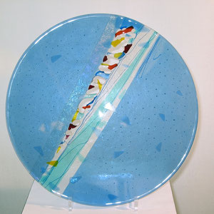 Schale, Fusing-Technik, abgesenkt, Artista-Glas, D: 50 cm
