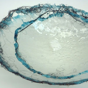 SchalenObjekt, Pâte-de-verre-Technik, BullsEye-Glas, D: 30 cm