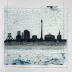 Am goldenen Strand der Nordsee... Dortmund, Floatglas, Mischtechnik, 72x74 cm, Foto: Markus Steur