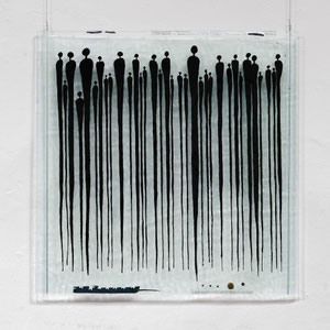 Menschen, Floatglas, Fusing-Technik, 60x60 cm, Foto: Markus Steur
