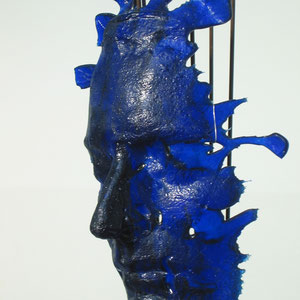 Maske,  in Form geschmolzen, SpectrumGlas, original-Gesichtsabduck, Metallständer