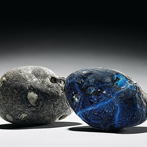 Zwilling, Ofenguss, Kristallglas, Rügen-Feuerstein, ca. 10x20x12 cm