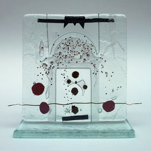  Stele, Floatglas, Fusing-Technik, 12x12x5 cm