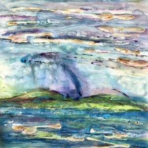 "BEFORE THE RAINBOW I"  (16X16 on finished 1.5" deep cradled wood panel)    SOLD Wertheim Contemporary 