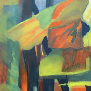 Forêt de Fontainebleau, huile sur toile, 200 x 130 cm, 2010