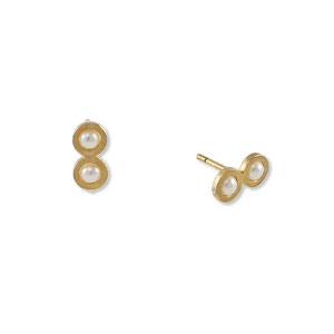 "Les Deux-Point" Earstuds : 18ct gold, akoya pearls