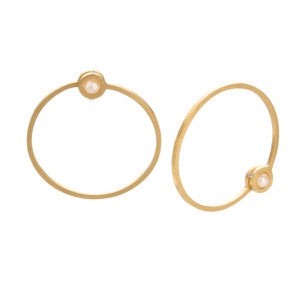 "Circuit" Earclips : 18ct gold, akoya pearls