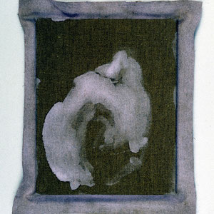 对牧溪的致意（柿图，十三世纪末，中国），1992，涂料、皮胶，于钉在30 x 24 cm 画框上的画布，并四周溢出画框2至3cm, 私人收藏, 巴黎