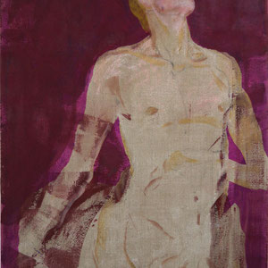 Etude d’homme, 2006-2012 (polyptyque n° 5, Nuire est un désir), pastel et colle de peau colorée, huile sur toile, 146 x 97 cm. 