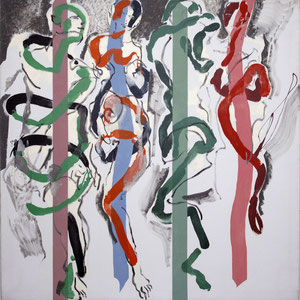 成双，对马蒂斯和毕加索的致意，1984-1989-2001，丙烯颜料及油画颜料，于画布，180 x 180 cm