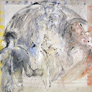 一次缓慢的变容，1983-1988- 1989，炭笔、醇酸树脂釉及油画颜料，于画布，180 x 180 cm，私人收藏，法国