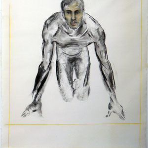 Drawing, 2008 - 2012, charcoal and pastel on paper strengthened on fabric, 150 X 130 cm.