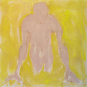 Sans titre, 2006, pastel et colle de peau colorée sur toile, 120 x 120 cm, Collection particulière, France.