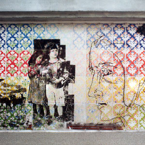 1988 - Peinture, installation et tapisserie de film plastique, Ecole maternelle, Yves Grange architecte, Saint Rambert d’Albon, France. 