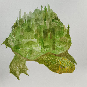 Tortue ville / aquarelle
