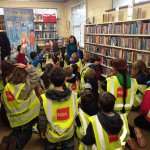 Jackie Burke, author of The Secrets of Grindlewood series for children visits library