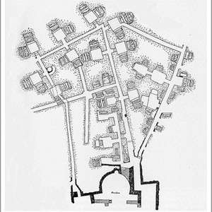 Romba, Catacombe di Domitilla: pianta della regione "retro sanctos" situata alle spalle della basilica dei SS Nèreo e Achìlleo