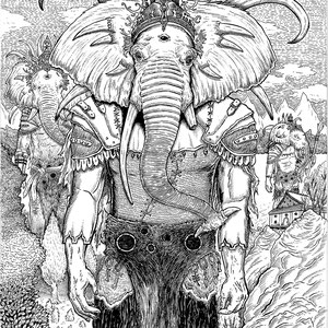 "The Mastonals." Pen & Ink on bristol.