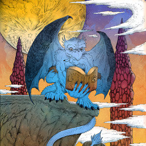 "Gilmok The Gargoyle." Illustration for Gristle Art Gallery's 'Between The Spellbook Pages' show. Ink on mixed media paper and digital paint.