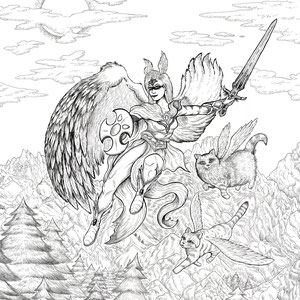 "Valkyrie" illustration modeled after my wife. For Black Labyrinth Tattoo Syndicate group show. Ink on bristol.