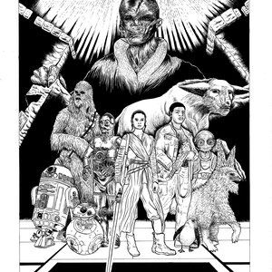 "Last Jedi." Pen & Ink on bristol.
