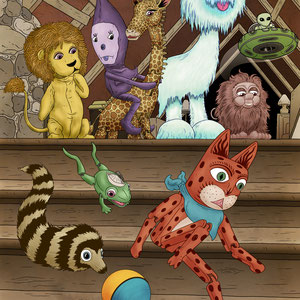 "Escape From The Attic." Illustration for Titmouse Art Gallery's 'Twisted Toys' show. Digital paint.