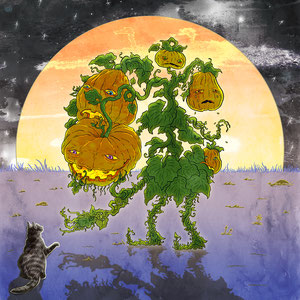 Jack-o-Lantern illustration based on the Japanese myth; Sunamura no onryō. Digital paint.