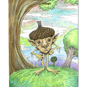 "A. Cornelius." Gallery work for Gristle Art Gallery's 'Parallel Post' show. . Mixed media colored pencil, watercolor, and ink on paper. 3x5"