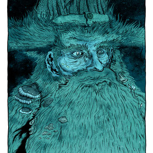 "The Traveler" Beer Label for Collective Arts Brewing. Ink on bristol and digital paint.