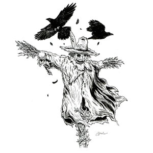"Scarecrow." Pen & Ink on bristol. 9x12"
