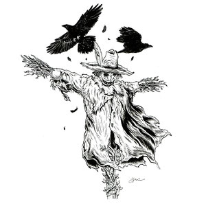 "Scarecrow." Pen & Ink on bristol.