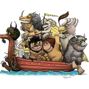 "Bring the Wild Rumpus Back!" Commission for a client. Ink on bristol and digital paint.