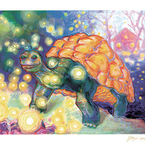 "Tortoise." Pen & ink, watercolor, gouache, and digital coloring. 11x14"